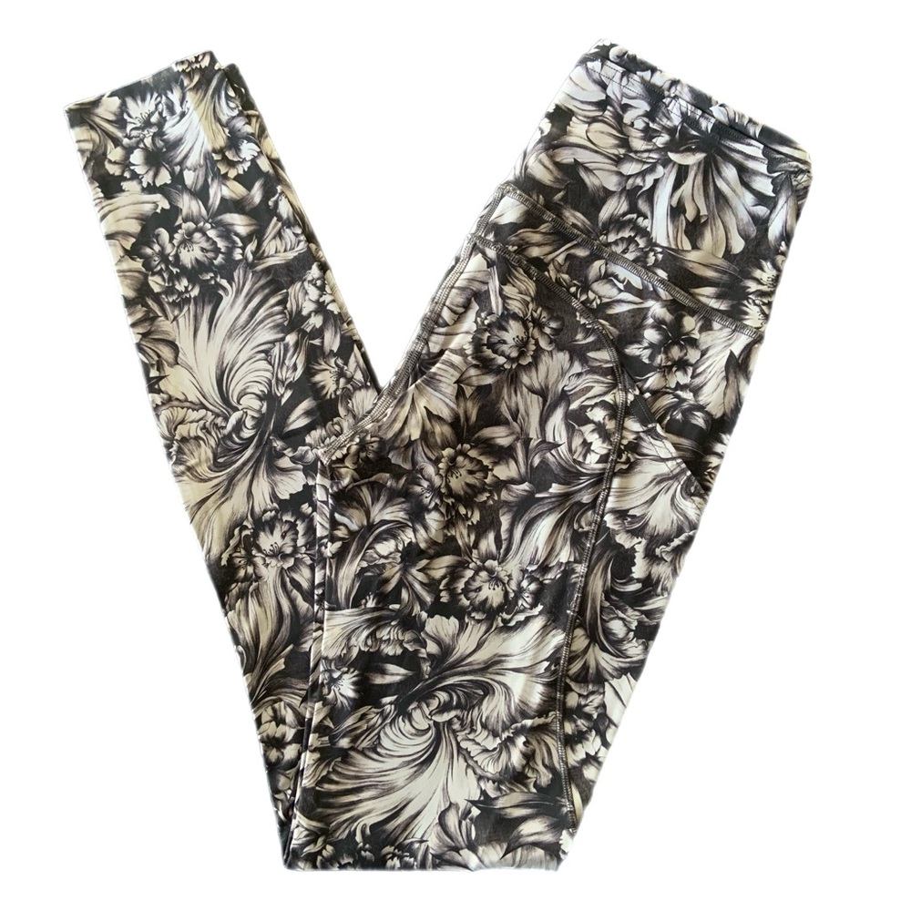 Lululemon Fast & Free Crop II Legging *Nulux 28” Night Garden Ice Grey Black - Picture 4 of 14